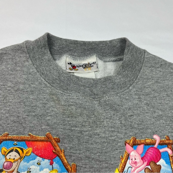 Vtg Walt Disney Winnie The Pooh Crewneck Sweatshirt Sz Small Y2K Grey B3 - Picture 5 of 8